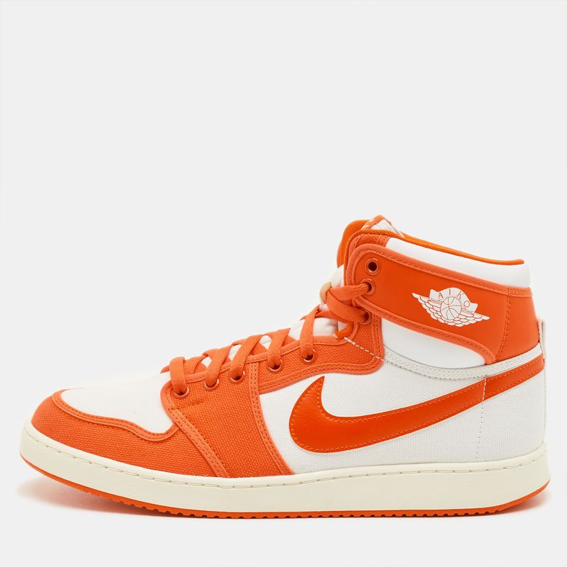 Air Jordans Jordan 1 Retro Ajko Rush Orange Size 46 Orange/White Canvas And